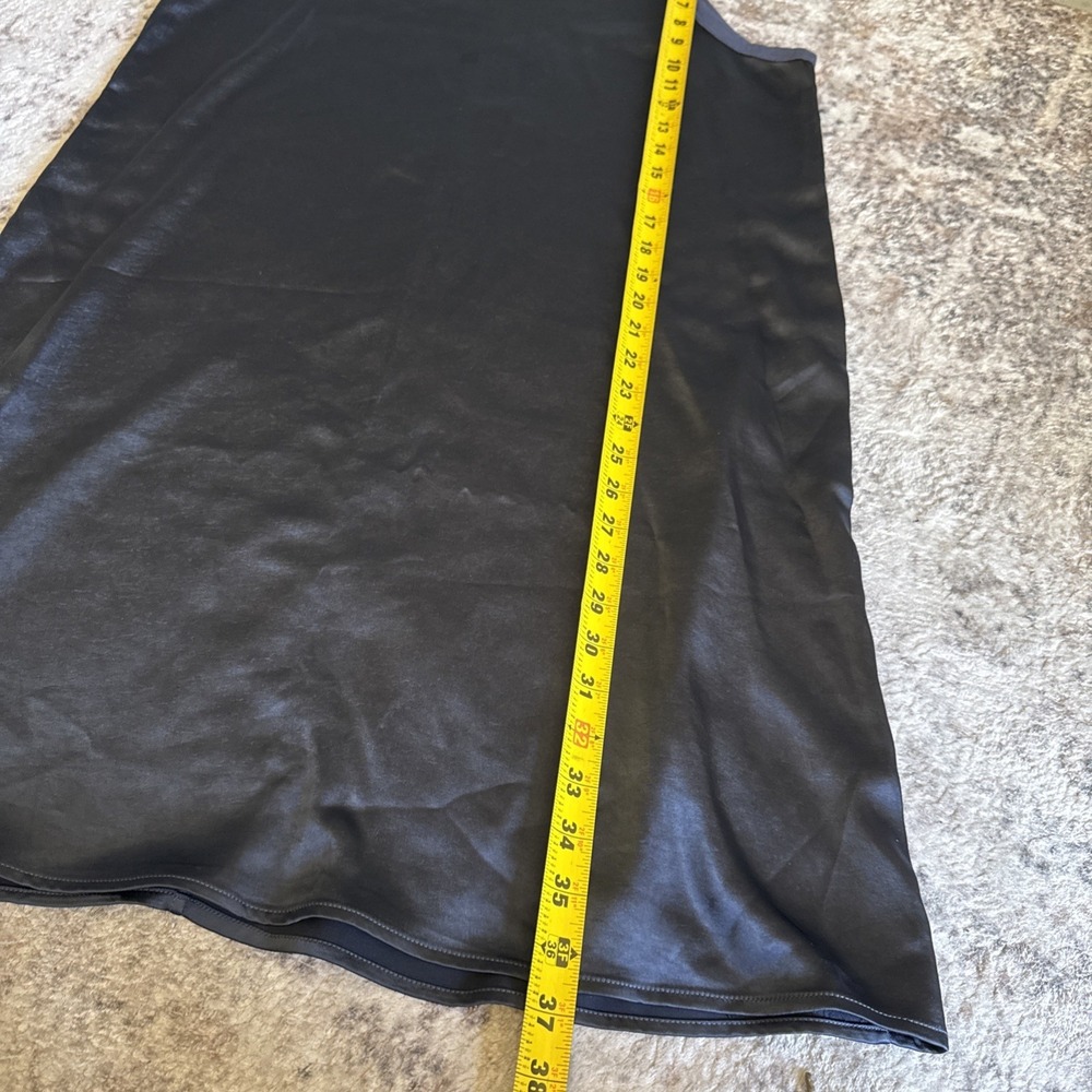 Melissa Nepton Slip Satin Dress 100% Viscose Navy Minimalist - Picture 7 of 9